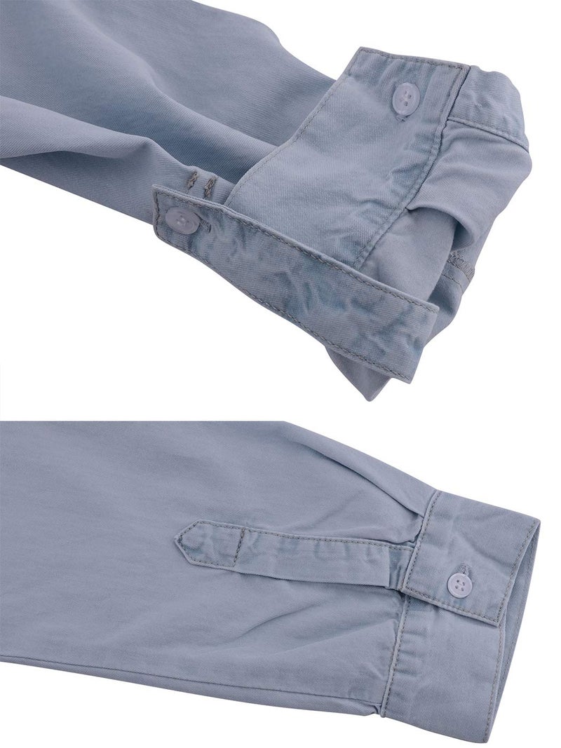 Anna-Kaci Women's Jean Shirt Dress Long Sleeves Waist Ties Casual Short Chambray Denim, Light Blue, Large - Image 5